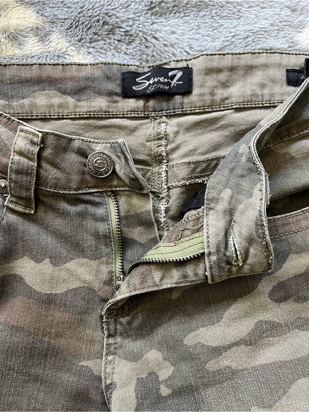 Seven7 Skinny Jeans in Olive and Black Camo